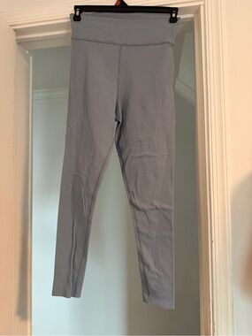 Women's High-Waist Ribbed Leggings - Light Blue